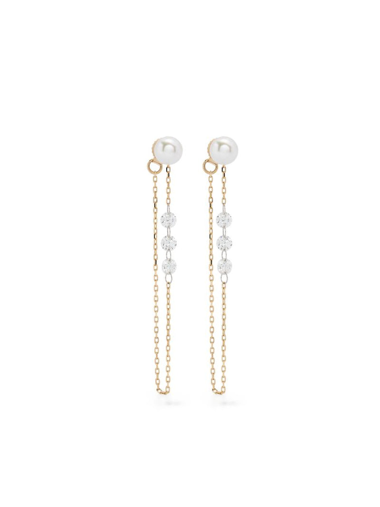 14k Yellow Gold Sea of Beauty Pearl and Diamond Earrings
