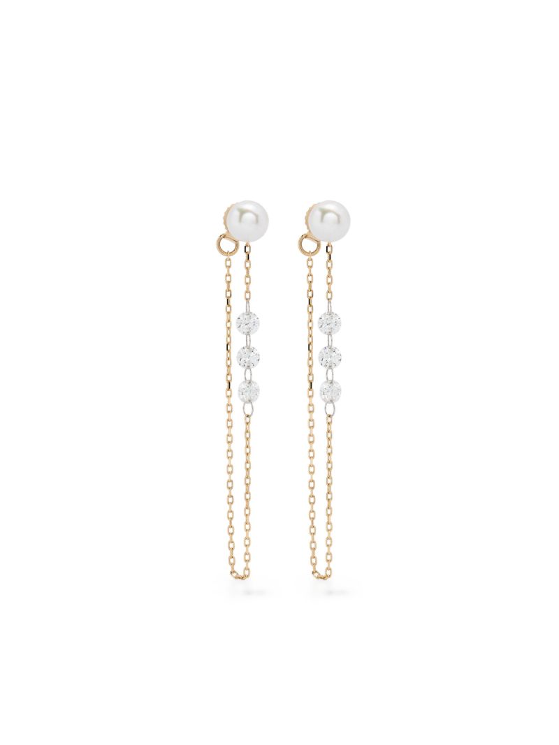 14k Yellow Gold Sea of Beauty Pearl and Diamond Earrings
