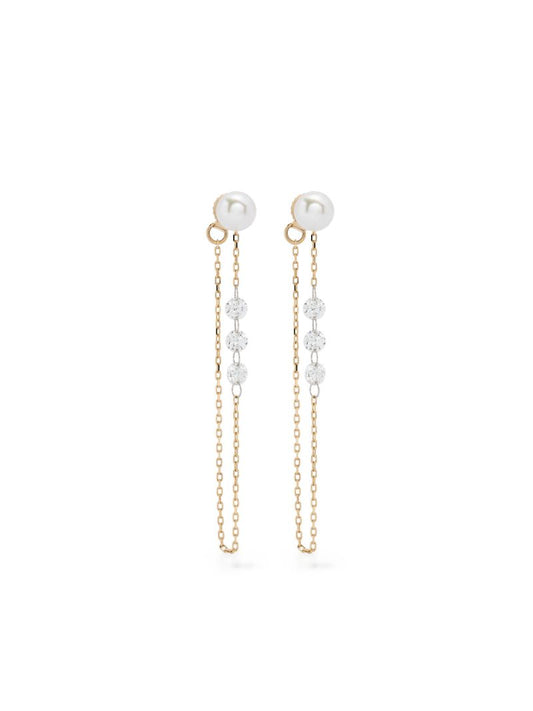 14k Yellow Gold Sea of Beauty Pearl and Diamond Earrings