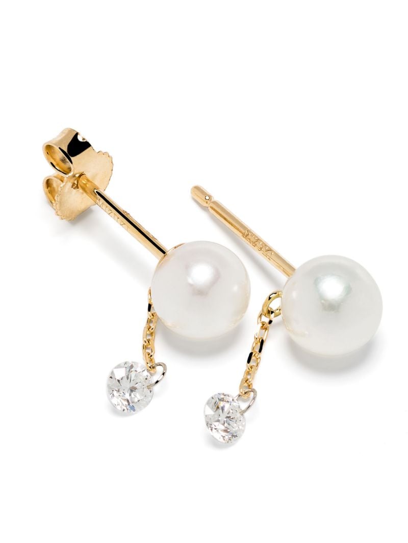 14k Yellow Gold Sea of Beauty Pearl and Diamond Earrings