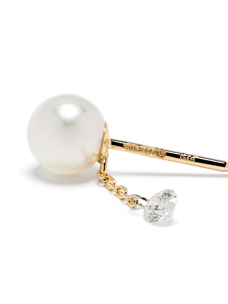 14k Yellow Gold Sea of Beauty Pearl and Diamond Earrings
