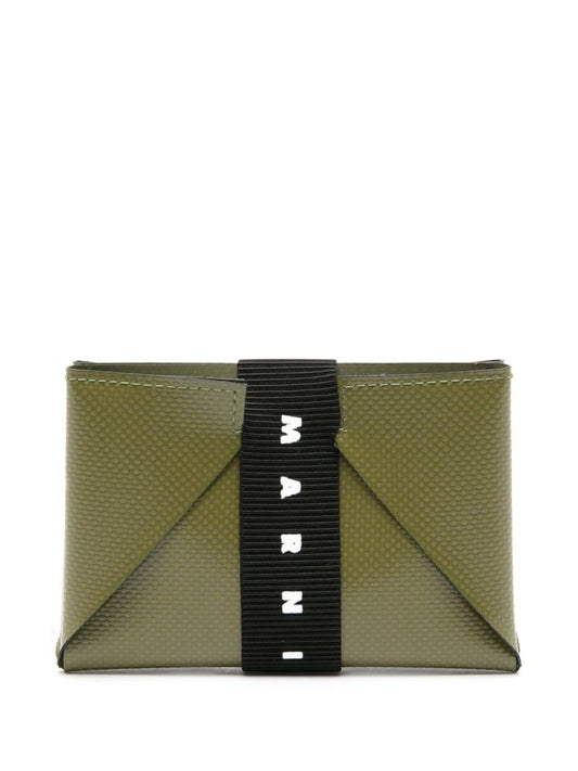 Green Folded Leather Card Holder