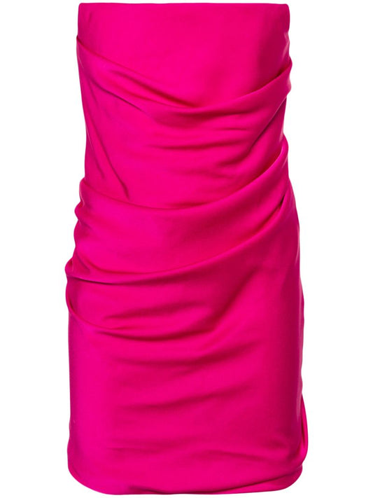 Pink Strapless Draped Mini Dress