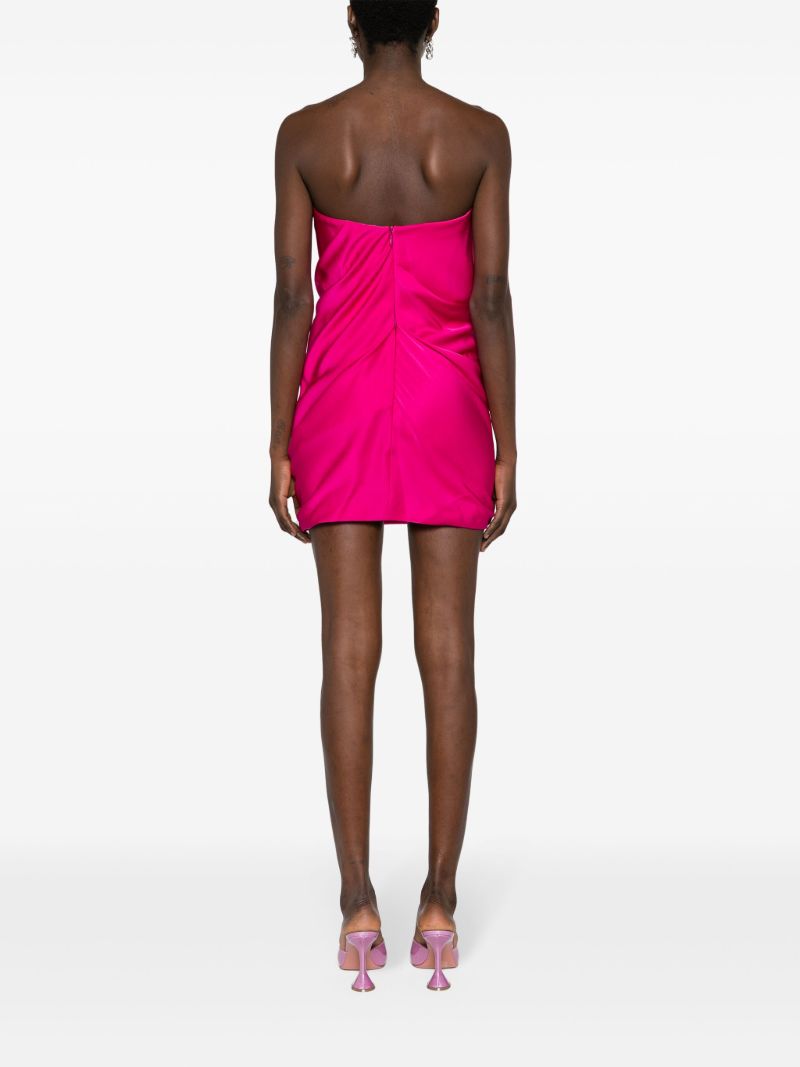 Pink Strapless Draped Mini Dress