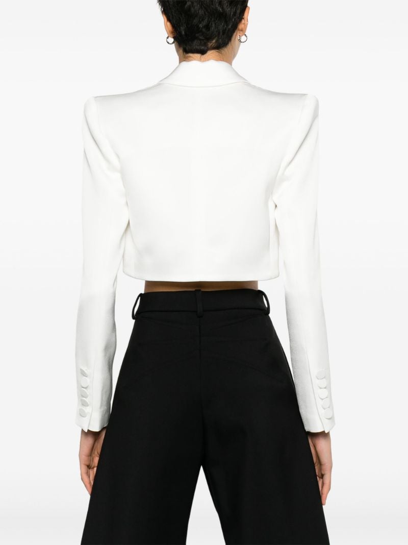 White Crepe Cropped Blazer