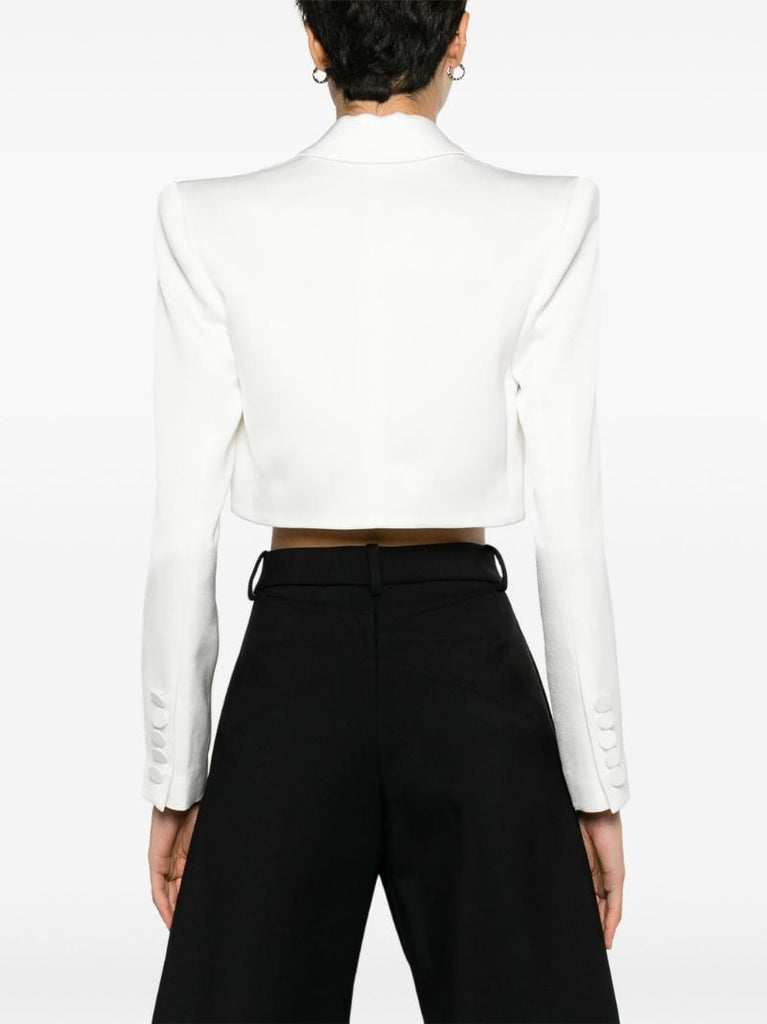 White Crepe Cropped Blazer