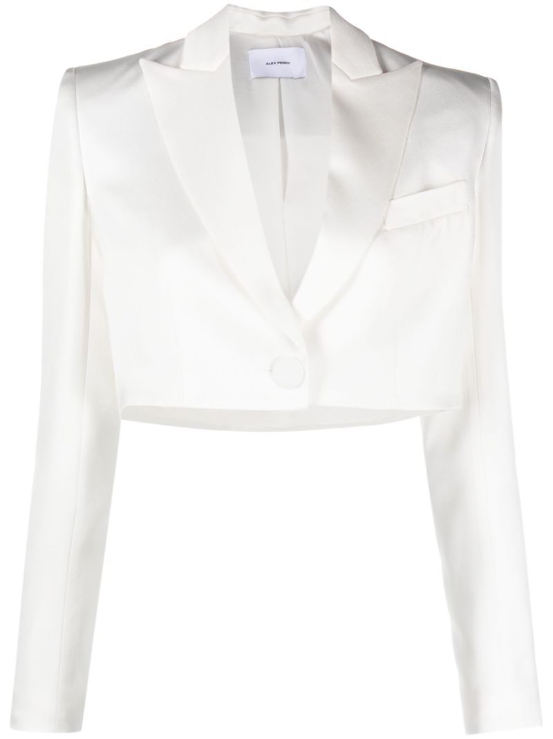White Crepe Cropped Blazer