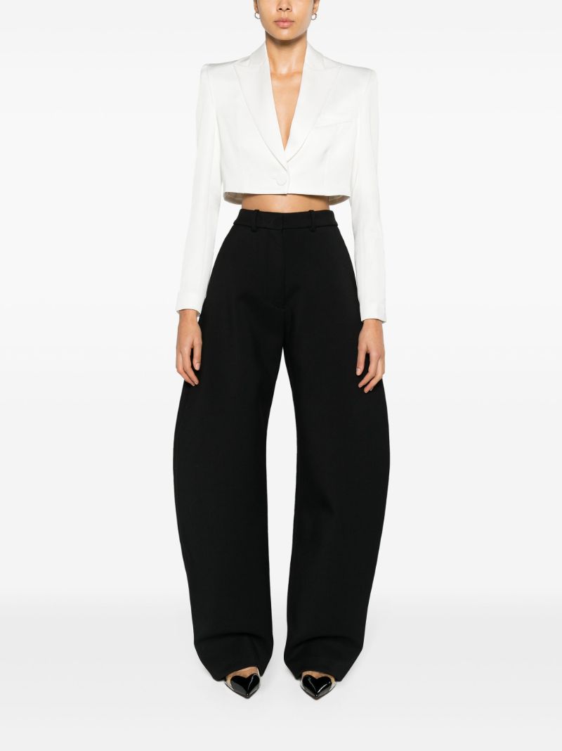 White Crepe Cropped Blazer
