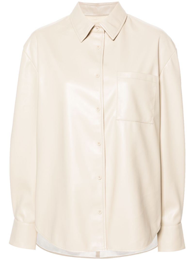 Neutral Chrissie Faux-leather Shirt