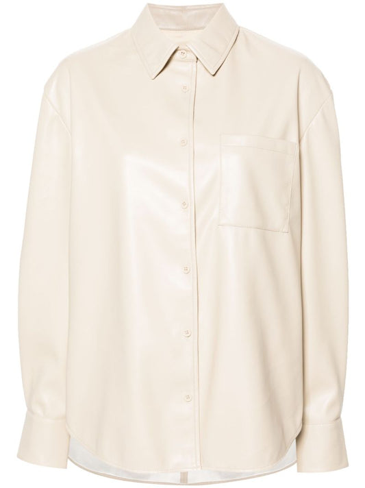 Neutral Chrissie Faux-leather Shirt