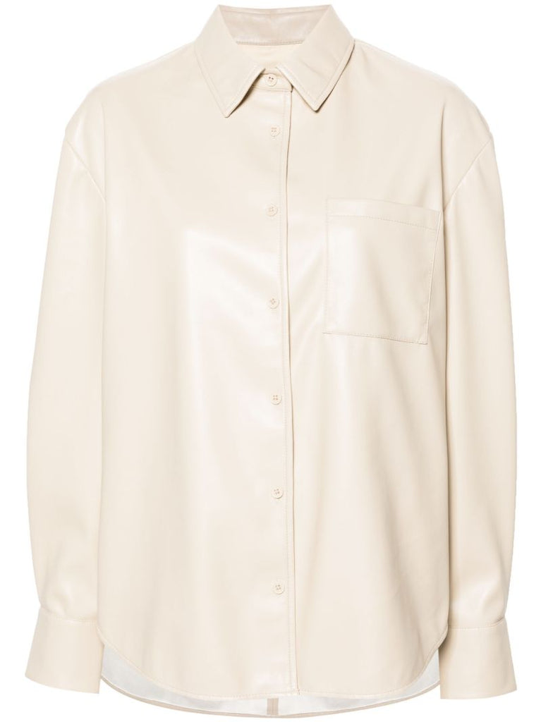 Neutral Chrissie Faux-leather Shirt