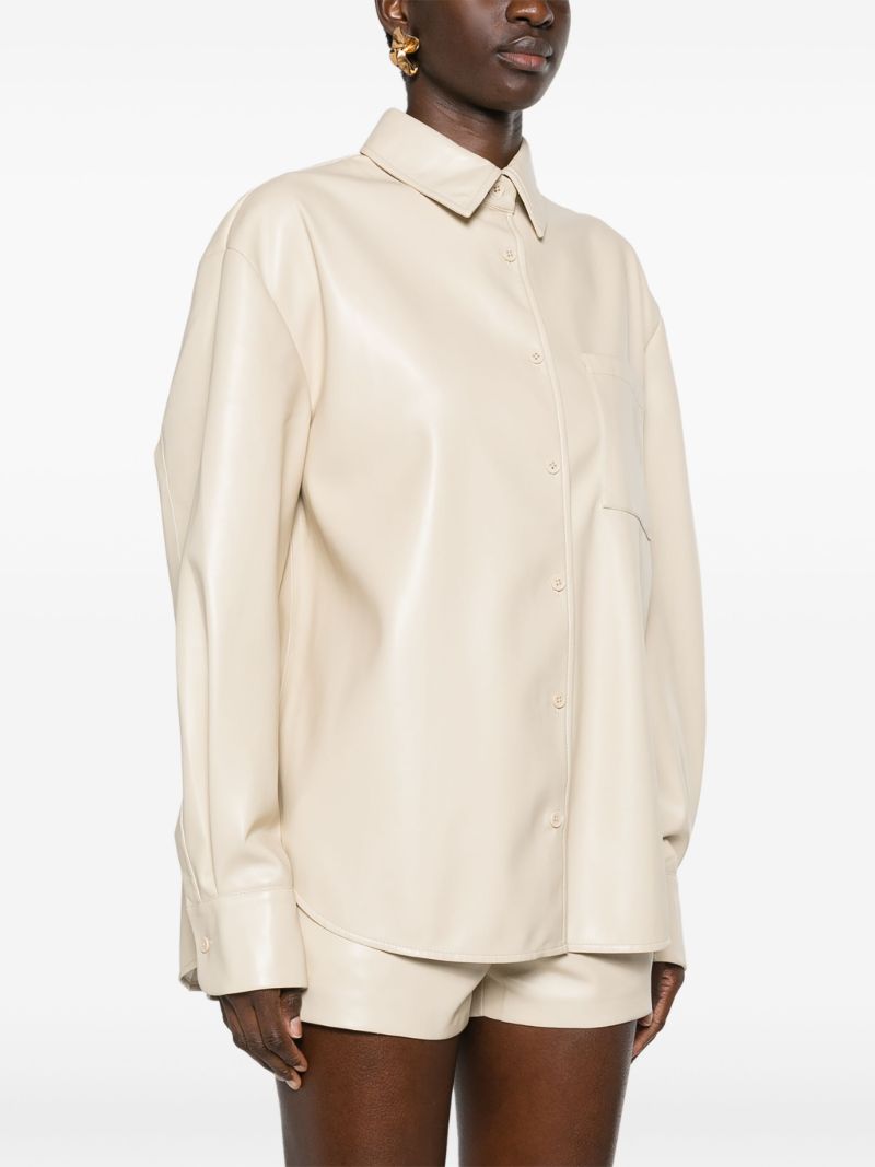 Neutral Chrissie Faux-leather Shirt