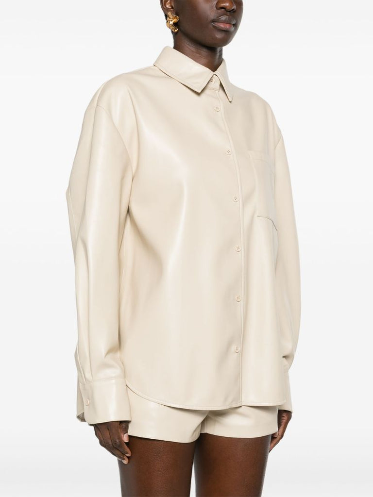 Neutral Chrissie Faux-leather Shirt