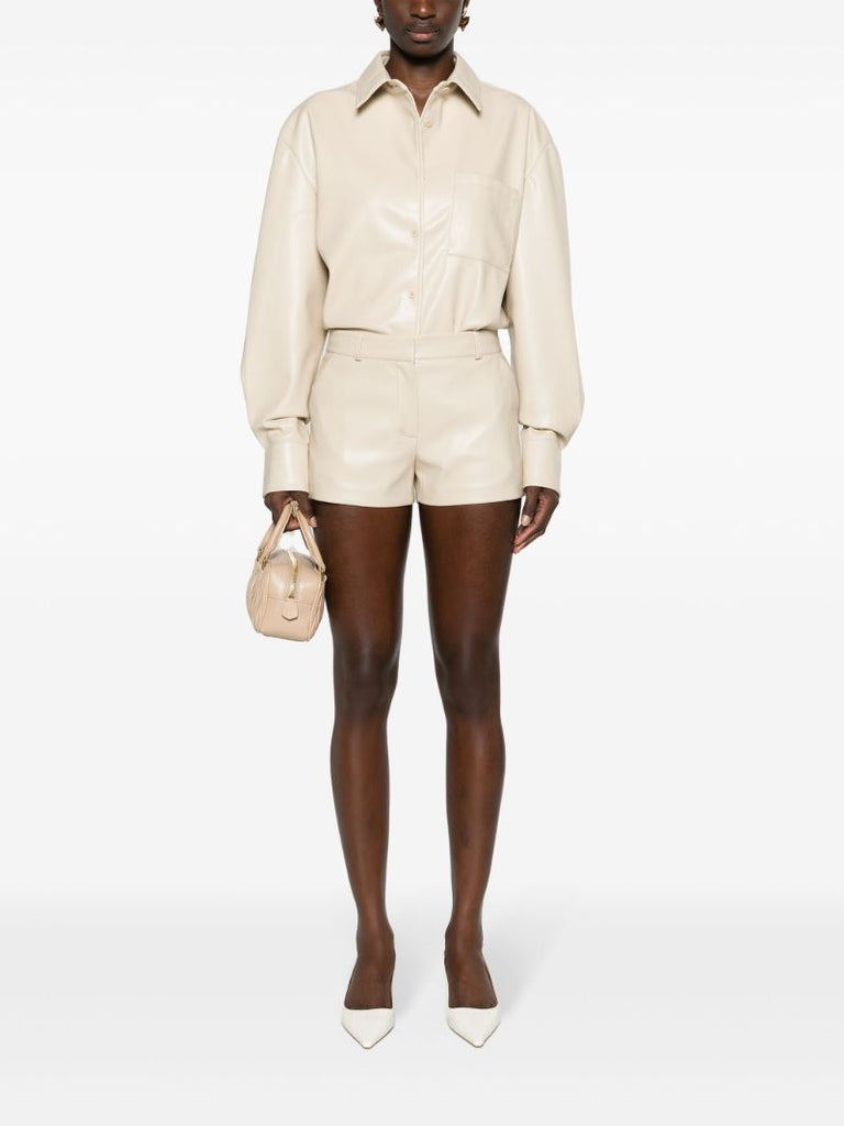 Neutral Chrissie Faux-leather Shirt