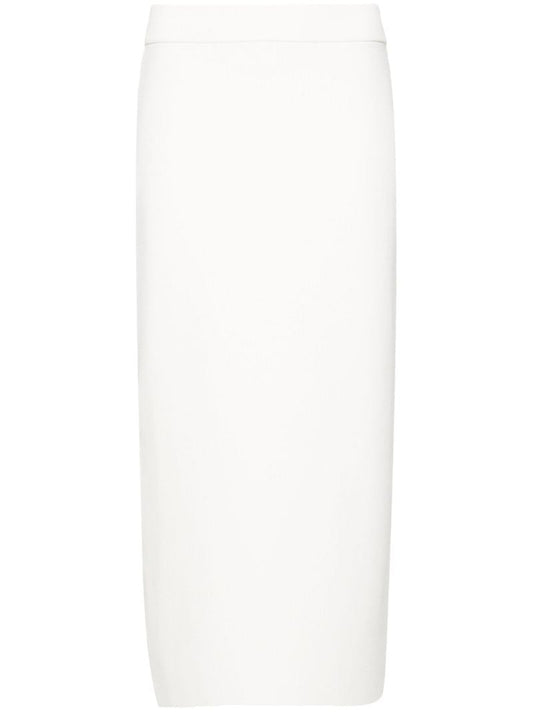 White Solange Knitted Midi Skirt