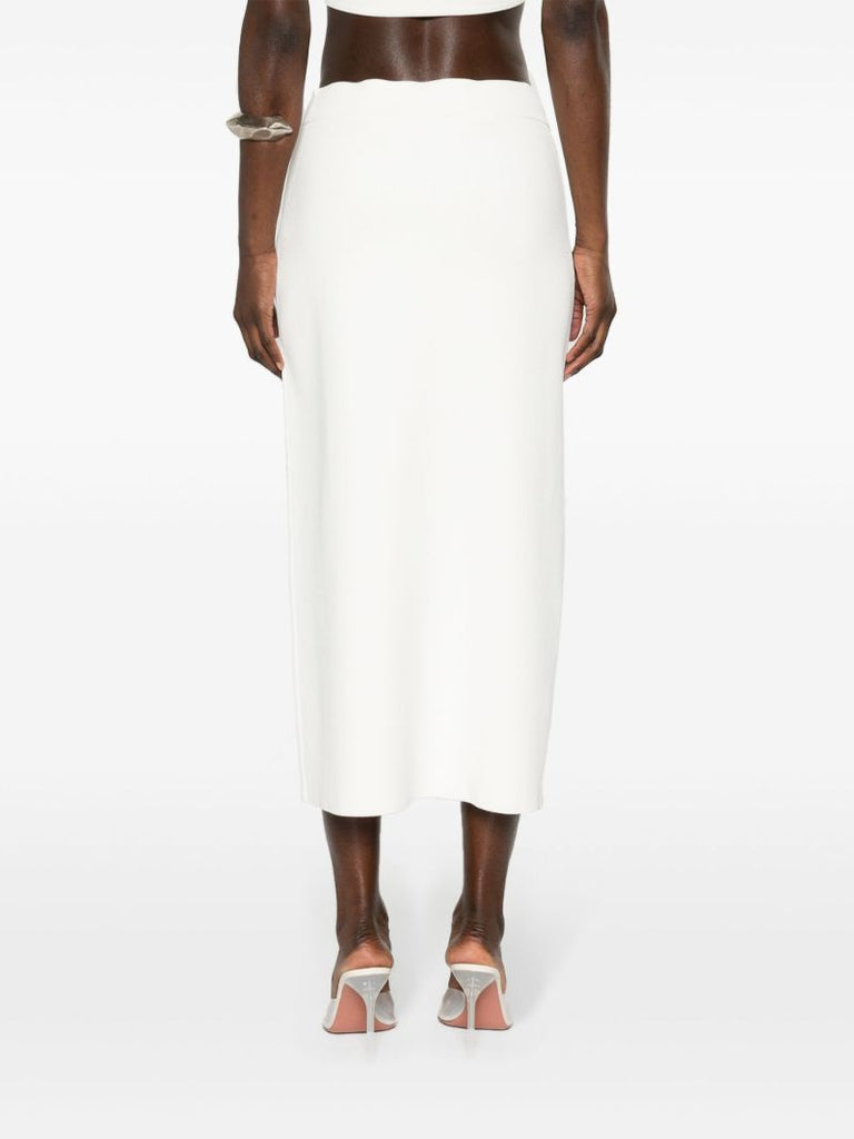 White Solange Knitted Midi Skirt