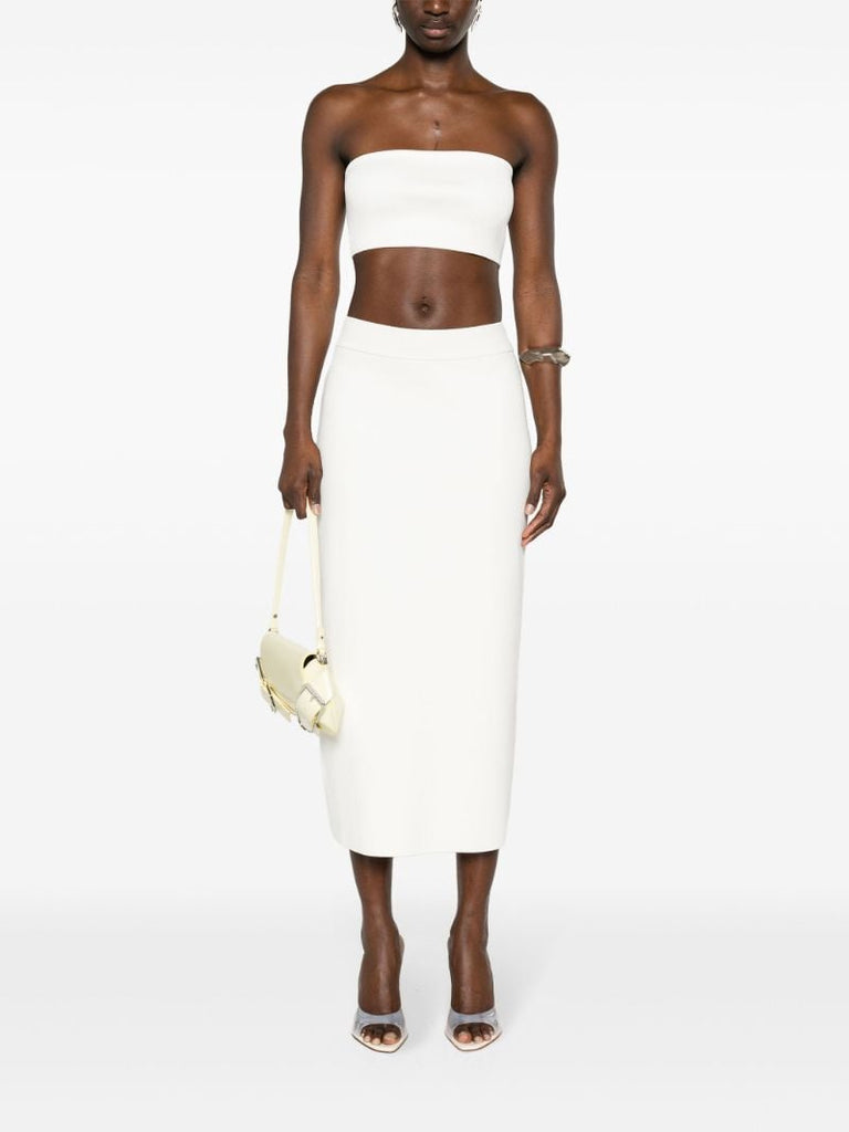 White Solange Knitted Midi Skirt