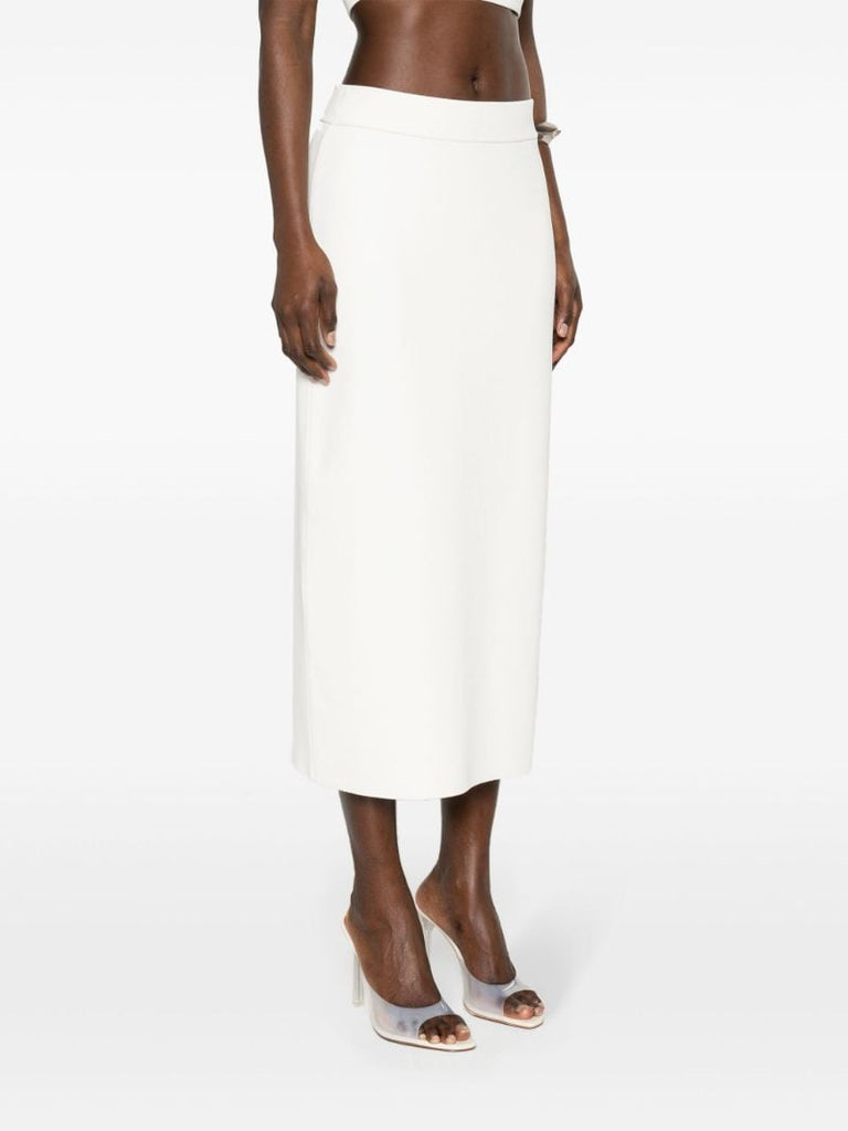 White Solange Knitted Midi Skirt