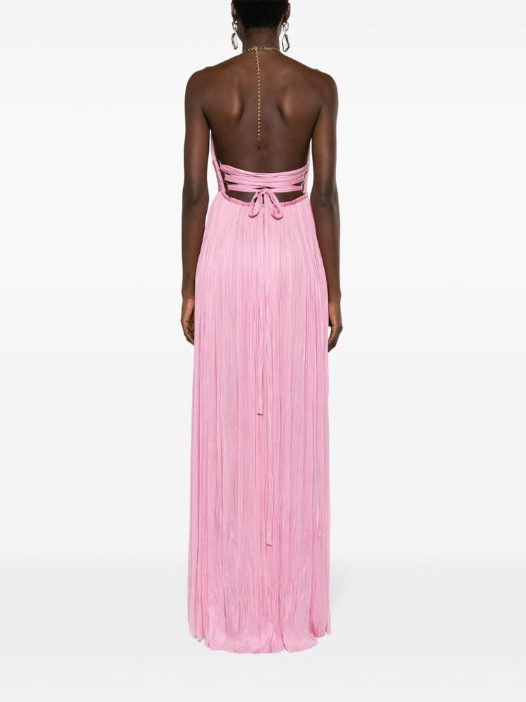 Pink Summer Pleated Long Dress
