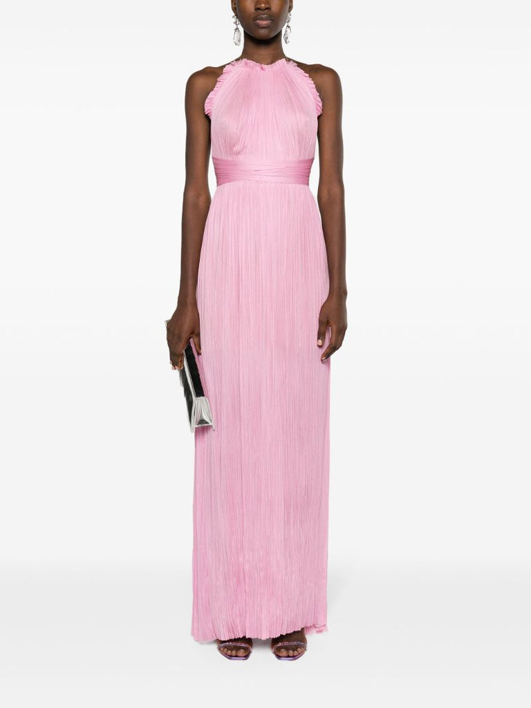 Pink Summer Pleated Long Dress