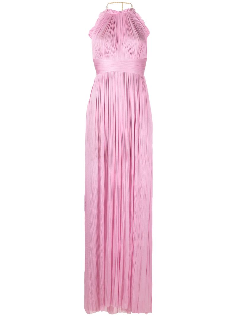 Pink Summer Pleated Long Dress