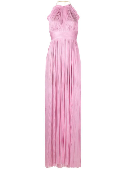 Pink Summer Pleated Long Dress
