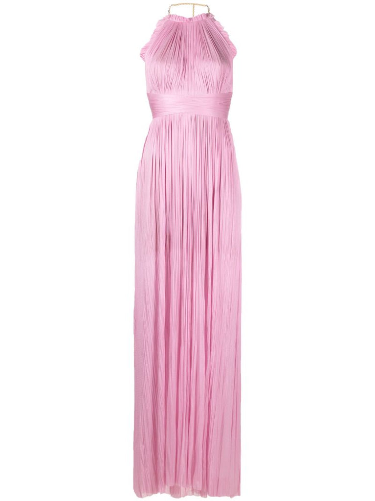 Pink Summer Pleated Long Dress