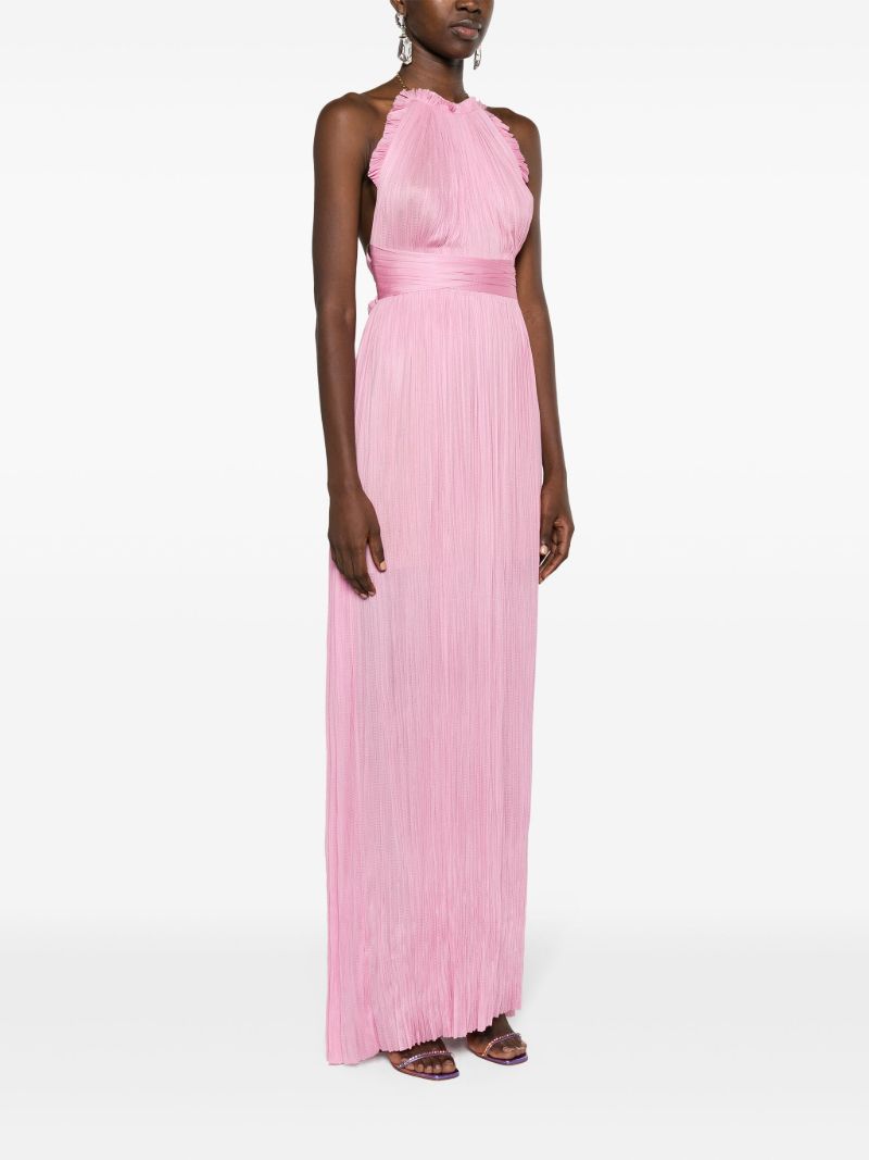Pink Summer Pleated Long Dress