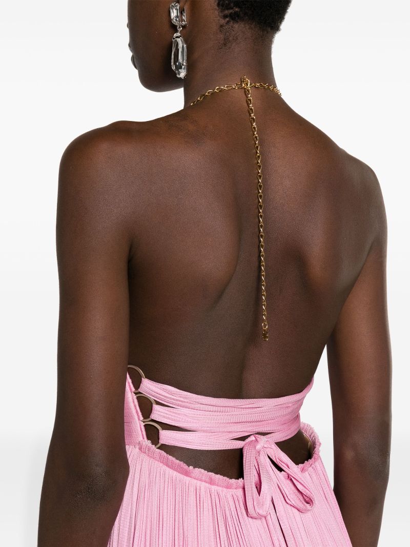 Pink Summer Pleated Long Dress