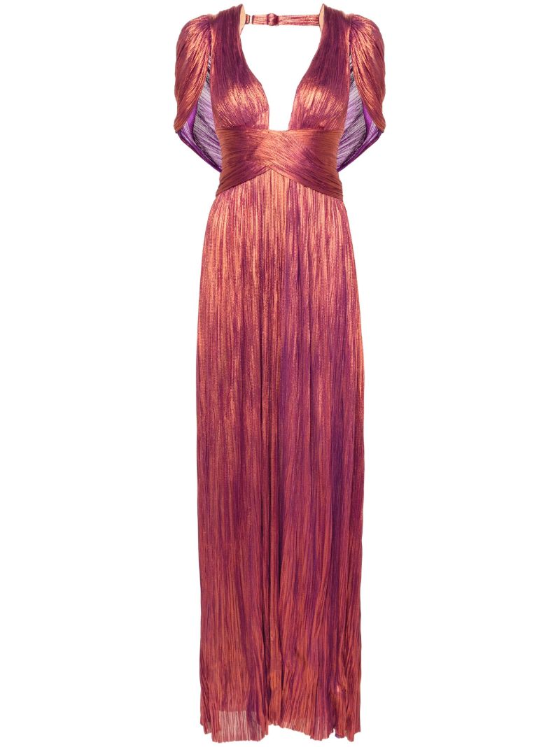 Red Laurel PlissÃ_x0083_Â© Gown