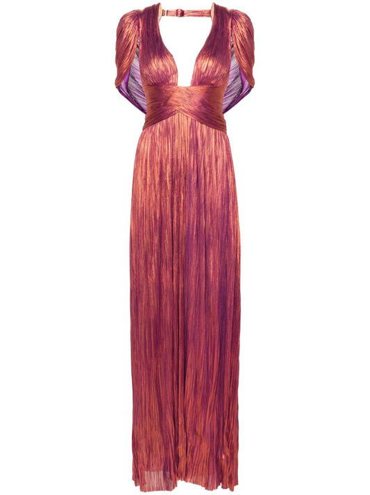 Red Laurel PlissÃ_x0083_Â© Gown