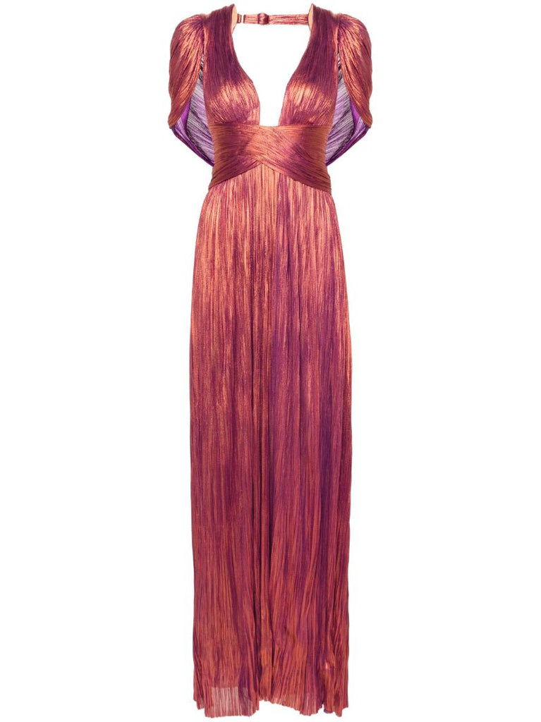 Red Laurel PlissÃ_x0083_Â© Gown