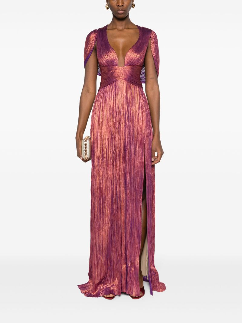 Red Laurel PlissÃ_x0083_Â© Gown