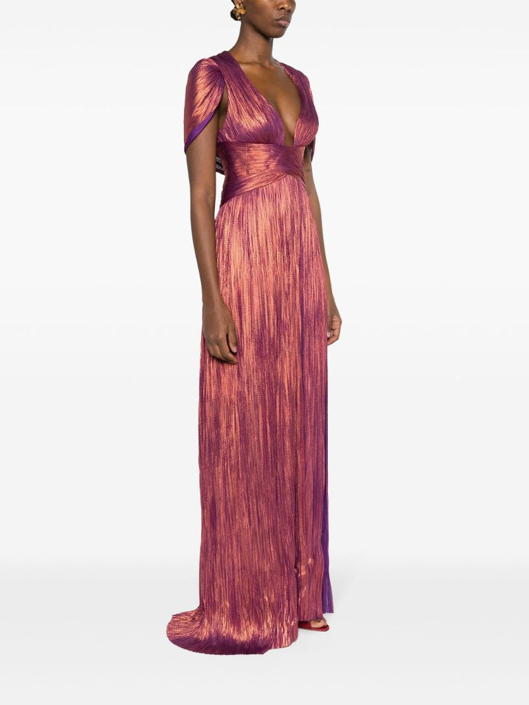 Red Laurel PlissÃ_x0083_Â© Gown