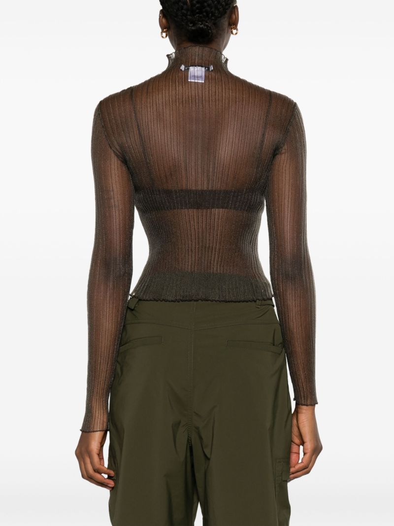 Grey Modern Mist Sheer Long Sleeve Top