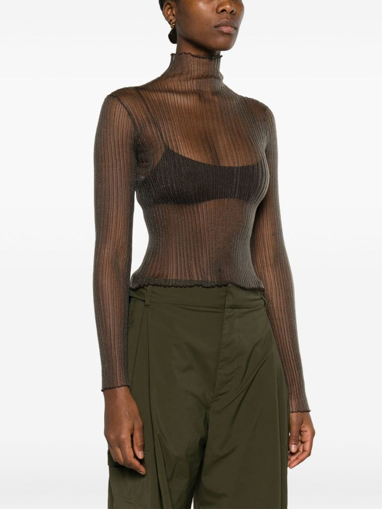 Grey Modern Mist Sheer Long Sleeve Top