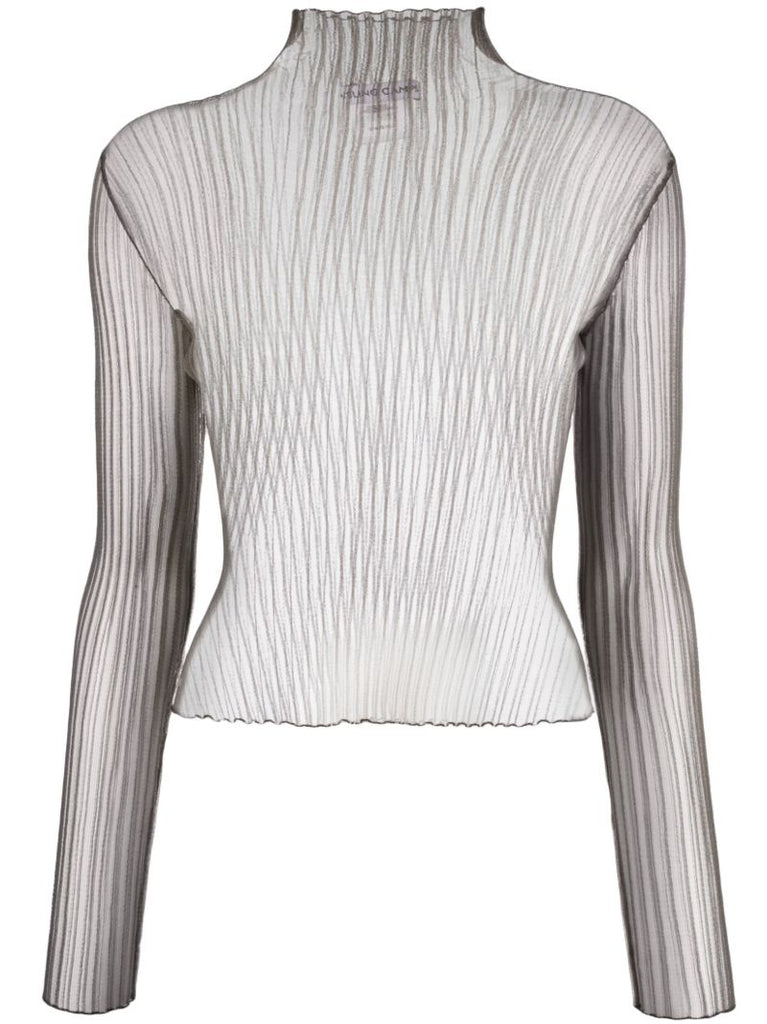 Grey Modern Mist Sheer Long Sleeve Top