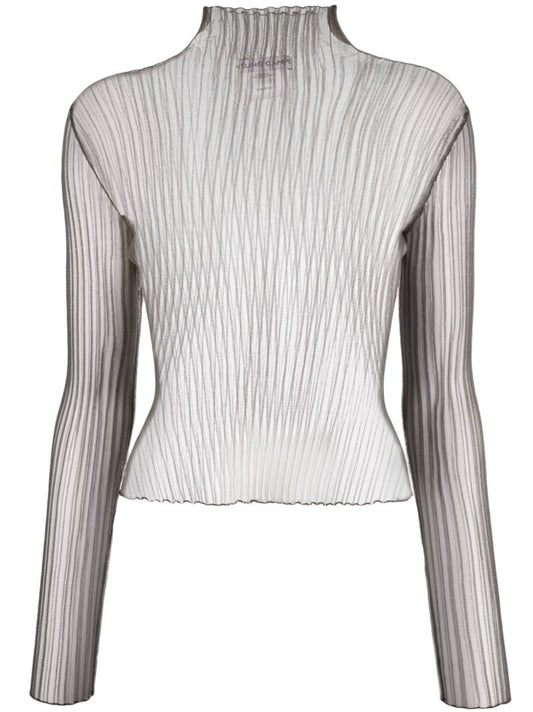 Grey Modern Mist Sheer Long Sleeve Top