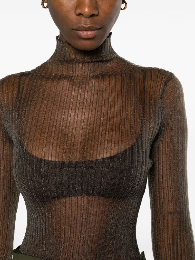 Grey Modern Mist Sheer Long Sleeve Top