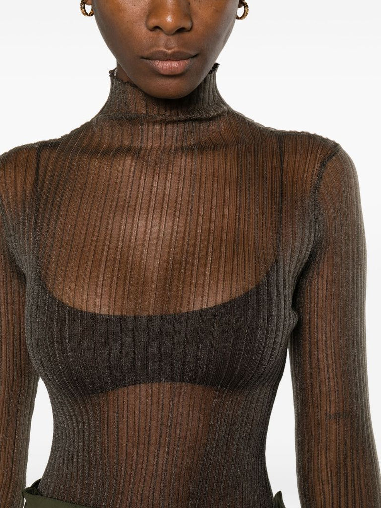 Grey Modern Mist Sheer Long Sleeve Top