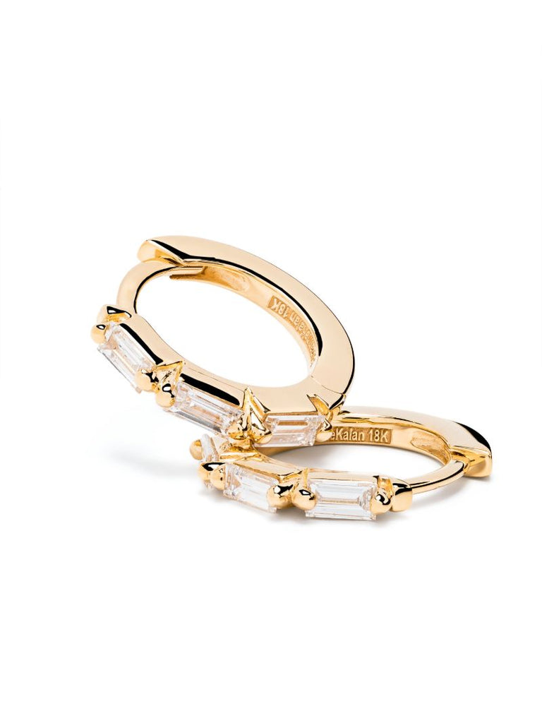 18k Yellow Gold Bold Triple Diamond Earrings