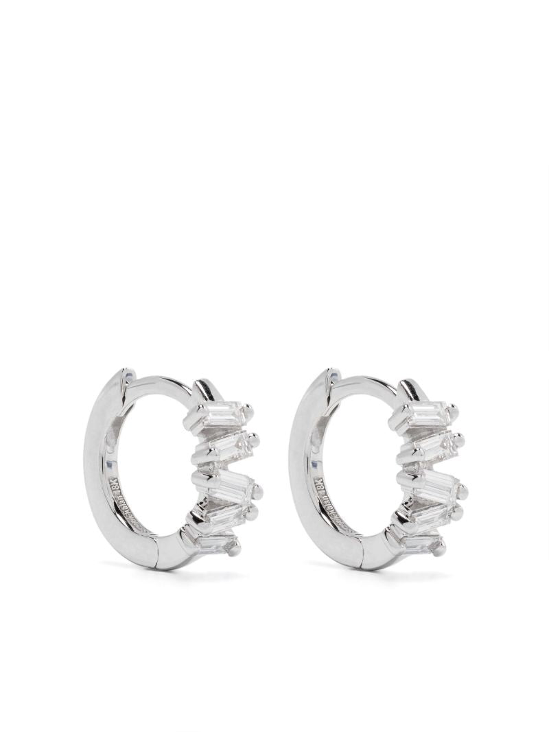 18kt White Gold Bold Diamond Huggie Earrings