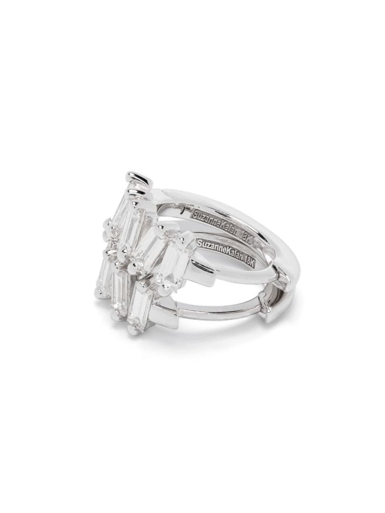 18kt White Gold Bold Diamond Huggie Earrings