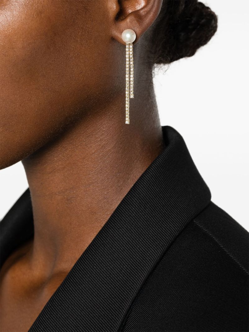 18k Yellow Gold Akoya Pearl and Diamond Drop Earrings