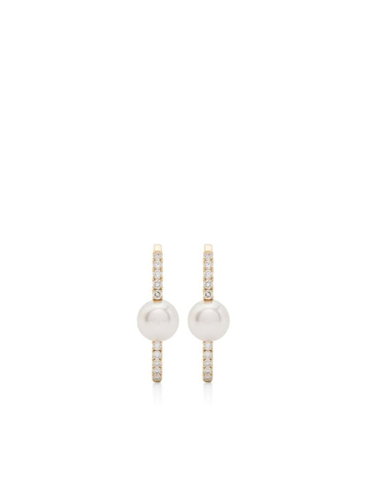 18k Yellow Gold Akoya Pearl and Diamond Earrings