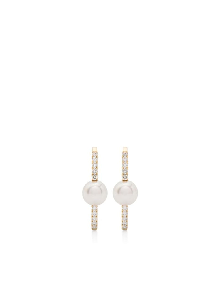 18k Yellow Gold Akoya Pearl and Diamond Earrings