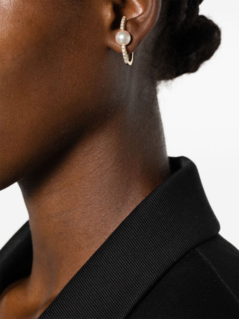 18k Yellow Gold Akoya Pearl and Diamond Earrings