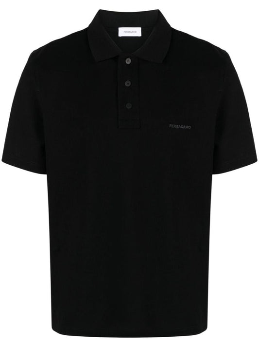 Black Logo-embroidered Cotton Polo Shirt