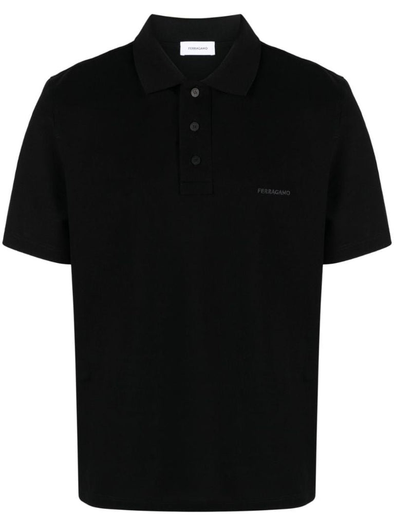 Black Logo-embroidered Cotton Polo Shirt