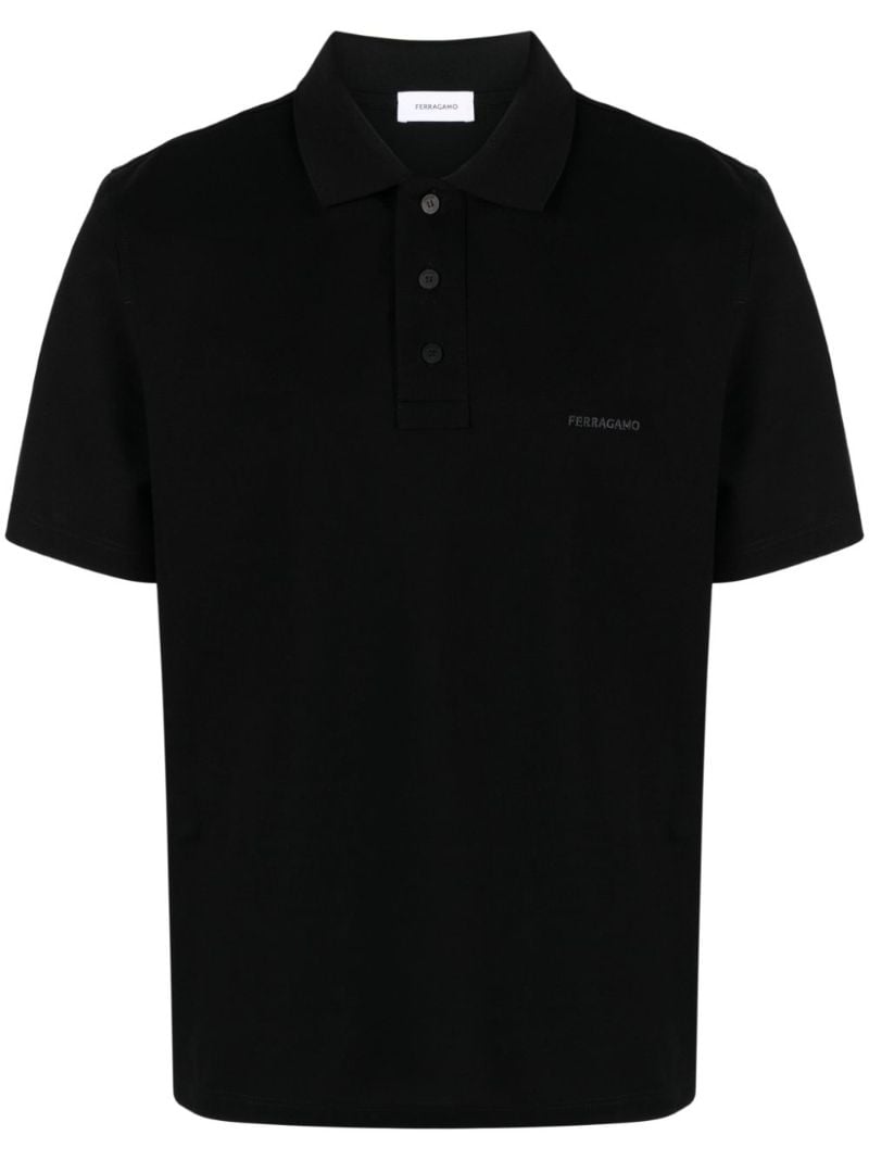 Black Logo-embroidered Cotton Polo Shirt